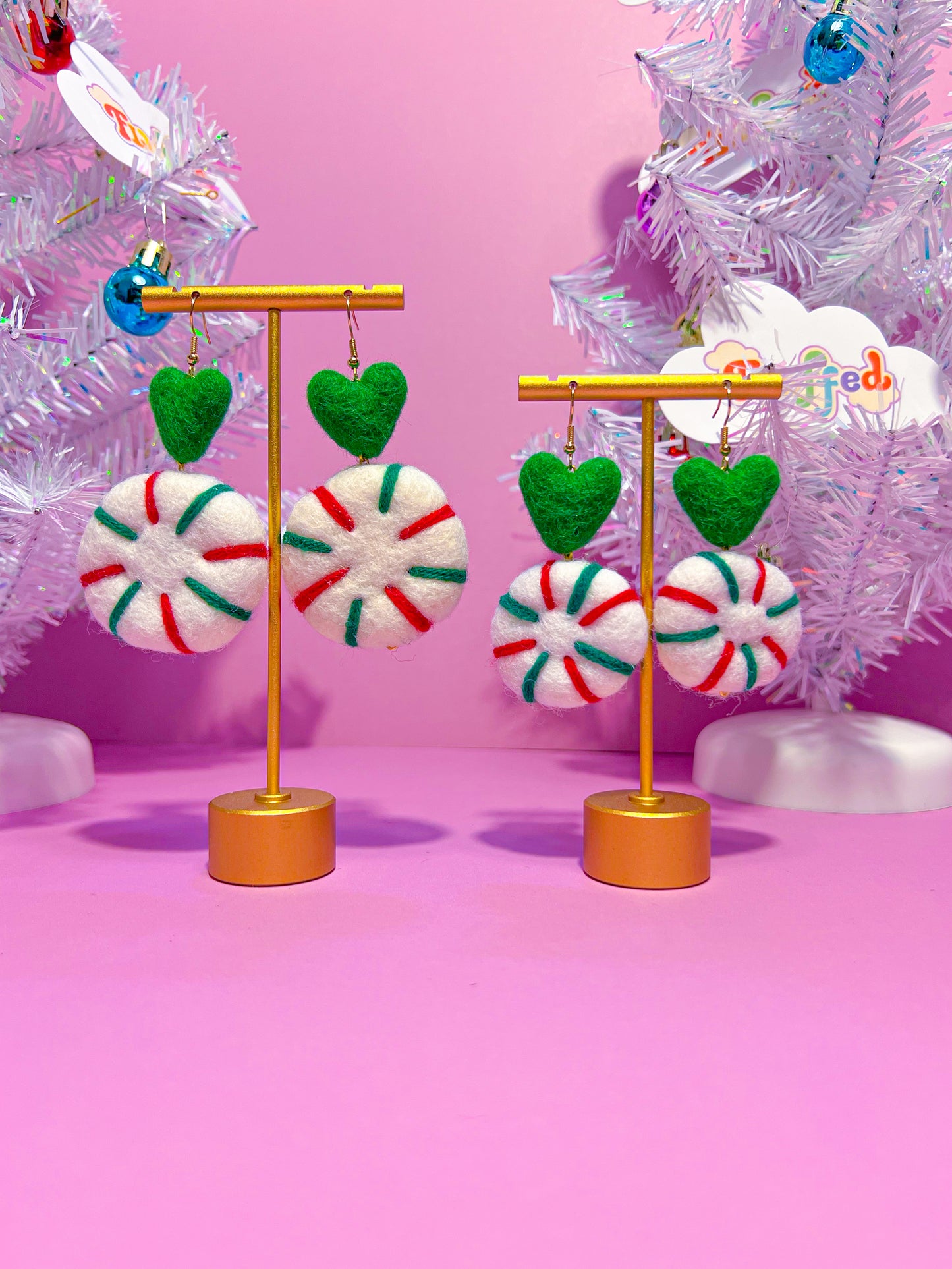 Christmas peppermints green heart